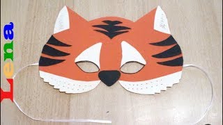 Tiger Maske basteln 🐯 How to make a tiger mask 🐯 как сделать маску тигра из бумаги 🐯 [upl. by Ericka]