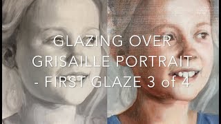 3 of 4 Portrait painting demonstration 1st glaze glazing over grisaille  with voiceover [upl. by Alesiram]