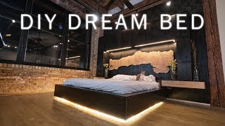 DIY Dream Bed  Modern Bedroom Renovation for my Loft  Woodworking amp LED Lighting [upl. by Celestyna25]