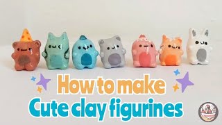 How to make Cute clay figurines  Easy and simple tutorial [upl. by Olivann721]