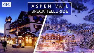 Aspen  Vail  Breckenridge  Telluride  CHRISTMAS in 4K  Cinematic Relaxation with calming music [upl. by Piero]