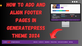 How To Add And Align Footer pages in Generatepress Theme [upl. by Evangelin]