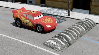 Lightning Mcqueen vs Massive Speed Bumps 1 – BeamNGDrive [upl. by Caiaphas]