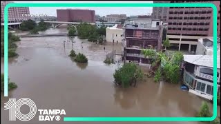 Drone footage shows flooded roadways in Texas from Beryl [upl. by Durant]