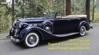 Test Drive 1937 Packard Super 8 Convertible Sedan Charvet Classic Cars [upl. by Euqitsym510]