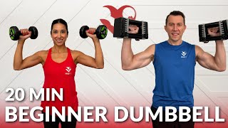 20 Min Beginner Dumbbell Full Body Workout at Home Strength Training [upl. by Cesya340]