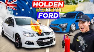 I DRAG RACED MY FIRST AUSTRALIAN CAR FORD V HOLDEN [upl. by Hersh]