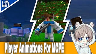 Minecraft PLAYER ANIMATION Addon Walk Sprint Jump  How To Get ANIMATION in Bedrock MCPE [upl. by Aihtnic619]