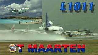 L1011 Tristar at St Maarten  Wet Runway Takeoff 2000 [upl. by Rafaj]