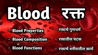 Blood  Properties Composition Functions in marathi । रक्त  गुणधर्म घटक शरीरातील कार्य [upl. by Nnalyrehs953]