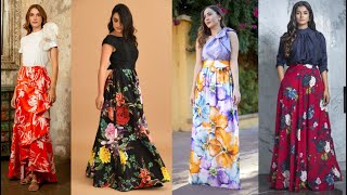 Most Beautiful Top Stylish Casual Long Floral Maxi Skirt Outfit For LadiesampGirls [upl. by Marja]