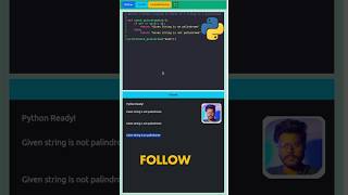 Python Interview Questions Palindrome String python coding programming shortsfeed [upl. by Nylanej]