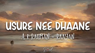 Usure Nee Dhaane Lyrics  RAAYAN  Dhanush  AR Rahman  Prabhu Deva [upl. by Kcirret]