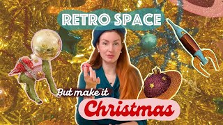 DIYing a retro space themed Christmas tree  artist vlog [upl. by Ydnagrub]