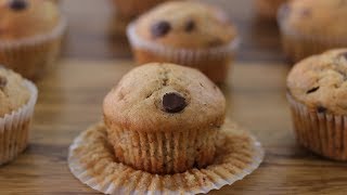 Banana Chocolate Chip Muffins Recipe [upl. by Nylcaj]