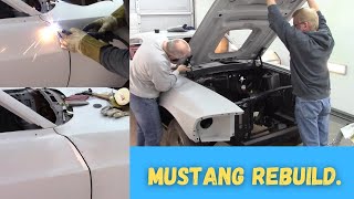 69 Mustang fender Door gaps Cobra jet 57 mustang howto Dynacorn door [upl. by Martinic]