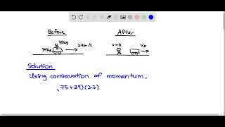 A 75 man rides on a 39 cart moving at a velocity of 2 3 He jumps off with zero horizontal velocity r [upl. by Ycram106]