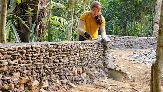 How to build a beautiful and easy stone fence  stone wall  Phùng Thị Chài [upl. by Itnahs]