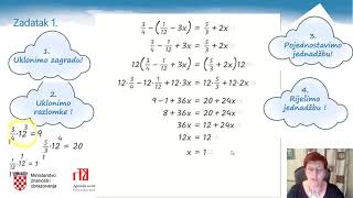 Matematika 6 r OŠ  Jednadžbe sa zagradama i razlomcima [upl. by Siocnarf894]