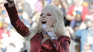 Gaga Sings National Anthem at Super Bowl [upl. by Nivre]