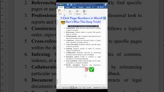 📄 Add Page Numbers in Word INSTANTLY ⏱️ The Easiest Hack You NEED to Know MicrosoftWord shorts [upl. by Ahsitul]