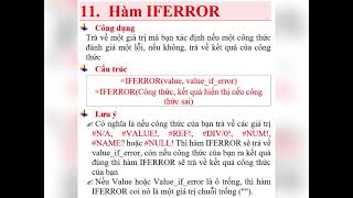 Tổng hợp hàm Excel 11 Hàm IFERROR  Trung Tâm Tin Học Bình Dương [upl. by Herr]