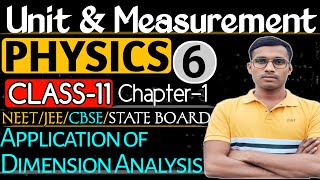 Unit amp Measurement6  NEET amp JEE  Class  11 Physics  Application of Dimension Analysis [upl. by Tatianas]