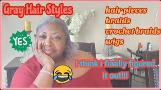 My gray hair styles PT1 braids amp crochet braids [upl. by Atinele]