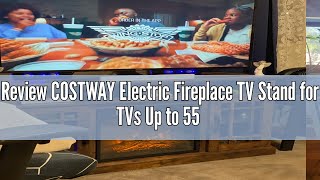 Review COSTWAY Electric Fireplace TV Stand for TVs Up to 55 Inches 18Inch Fireplace Insert with Re [upl. by Devina39]