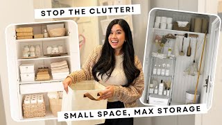 MAXIMIZING MY SMALL ENTRYWAY CLOSET W DIY STORAGE UPGRADES renterfriendly makeover on a budget [upl. by Lav627]