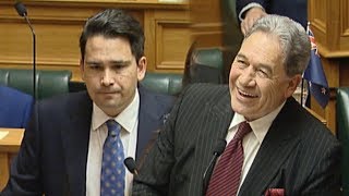 Winston Peters makes fun of Simon Bridges accent before labelling him a joke in Parliament [upl. by Jacquenette]