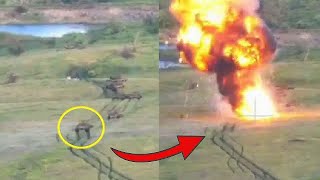 Horrible Attack Ukrainian FPV drones massacred entire Russian infantry on top armored in Vovchansk [upl. by Enyaw]