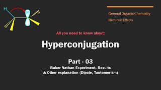 Hyperconjugation Part03 Baker Nathan Exp  Menshutkin Rxn  NoBond Resonance  Tautomerization [upl. by Abercromby]