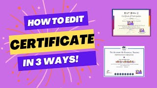 How to Edit A Certificate Which Is Scanned and Change Name or Others [upl. by Kipp]