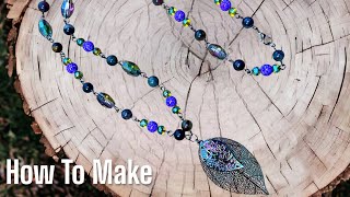 Autumn Necklace Tutorial How to Make a Beaded Necklace with a Leaf Pendant [upl. by Flavio660]