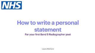 How to write your Personal Statement  B5 Radiographer [upl. by Barfuss26]