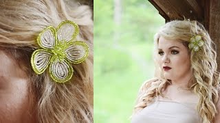 French beaded flowers beaded fantasy flower hair clip or brooch pin Updated video available [upl. by Vachil]