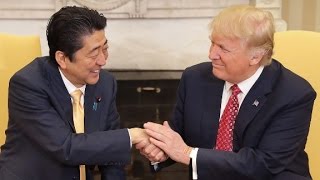 Trump shakes Japanese PMs hand for 19 seconds [upl. by Dleifyar151]