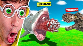 MEGALODÓN vs DINOSAURIOS 🦖 Batalla por Equipos vs HERMANO  Animal Battle Simulator TEKENDO [upl. by Amerigo]