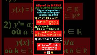 😎 3 types d’equations différentielles pour réussir ton BAC  À connaître absolument [upl. by Aivun]