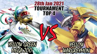 Digimon TCG Yellow Green MegaZoo Vs Yellow Wargreymon  Tournament Top 4 B03  28th January 2021 [upl. by Jovitta]