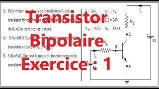 Électronique  Transistor bipolaire  Exercice 1 TransistorBipolaire [upl. by Enitsenrae]