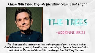 CBSE Class 10 Poem The Trees  Adrienne Rich  First Flight  Summary and Explanation cbscboardexam [upl. by Cullie]