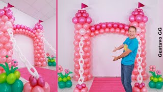 CASTILLO DE GLOBOS 😍  como decorar con globos para cumpleaños🌸😊 decoracion con globos  Gustavo gg [upl. by Blight]