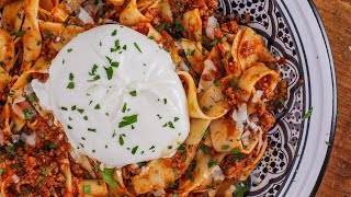 Rachaels Creamy ThreeMeat Ragu with Burrata amp Pappardelle [upl. by Reffotsirk946]