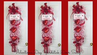 VALENTINE’S DAY ❤️YARDSTICK DOOR SWAGCENTERPIECEGARLAND DIY❤️DECO MESH WREATH POOFS amp RUFFLES ❤️ [upl. by Imled691]