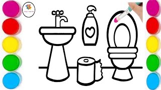 Drawing Cute bathrooms for Children  bathroom drawing kaise banaen Lets Draw Together [upl. by Asante352]