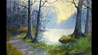 Watercolor painting landscape tutorial [upl. by Aikkan]