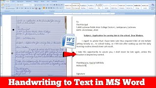 Handwriting to Text convert in MS Word  Photo se Text me kaise convert kare MS Word me [upl. by Darrill90]