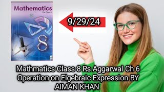 Mathmatics 👍Class 8 Rs Aggarwal Operation On Elgebraic Expression Ex 6B NCERT CBSE [upl. by Pippy605]